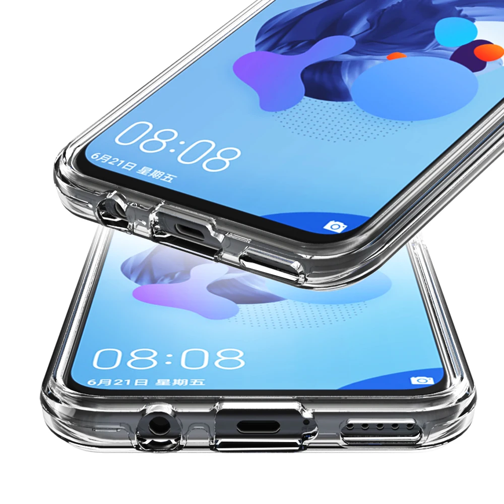 For Huawei P20 Lite 2019 Cover 2 in 1 Transparent Soft TPU Hard PC Phone Coque 4