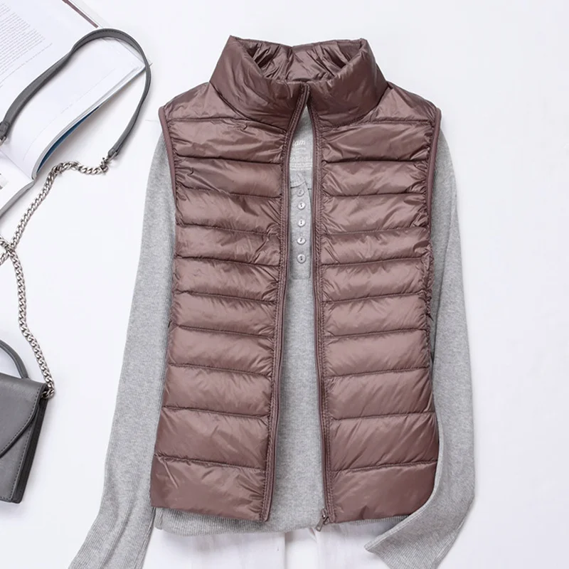 Зимний мужской и женский модный легкий стеганый пуховик с капюшоном, наполненный шелковой нитью, блузки для осени и зимы - Цвет: vest-Khaki