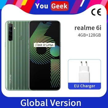 

Global Version realme 6i 4GB 128GB 6.5'' Mini-drop Fullscreen Helio G80 Octa Core 48MP AI Quad Camera 5000mAh Battery
