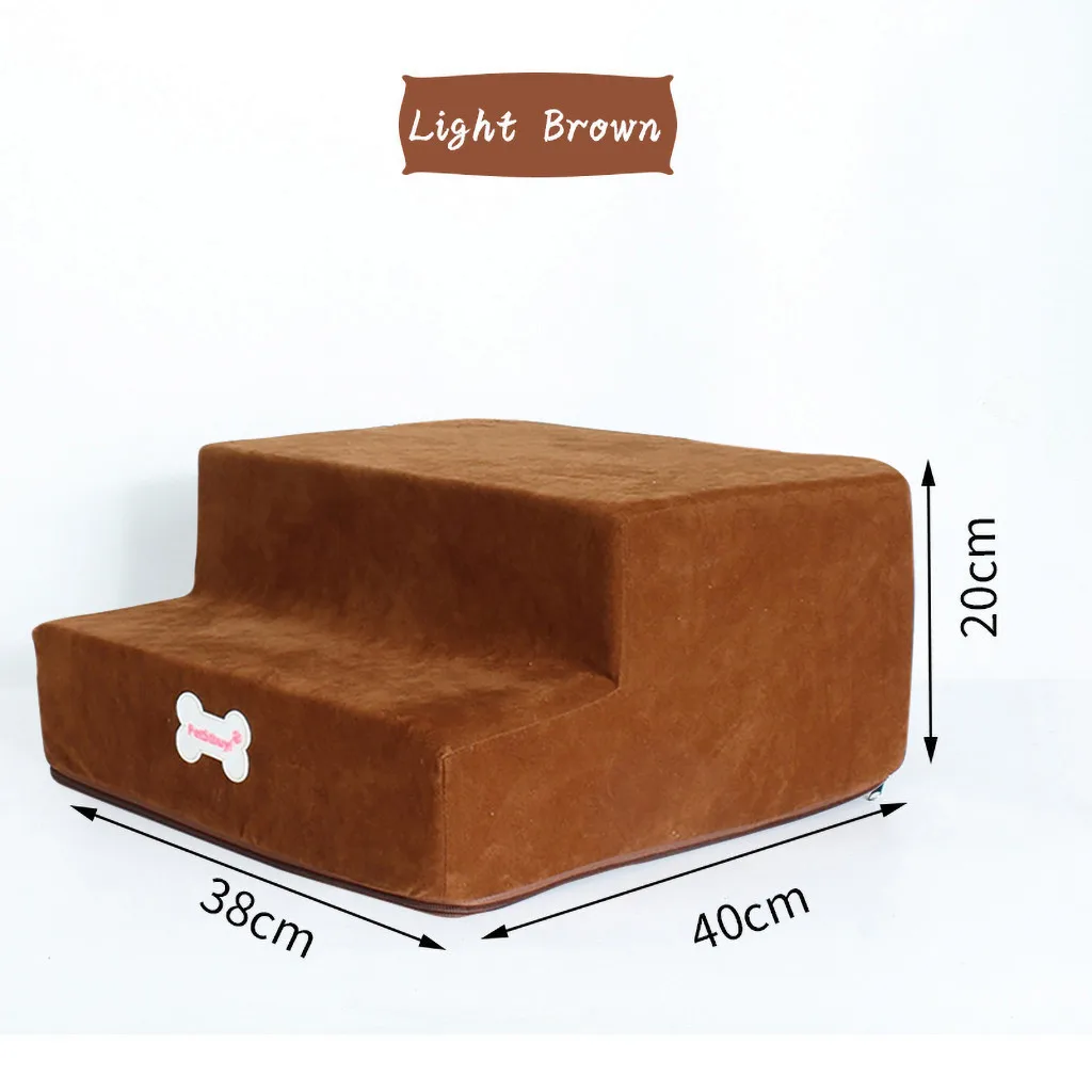 Кровать для собак высокая-плотная губка для домашних животных лестничное покрытие из микрофибры нескользящее дно моющаяся молния мягкая Лежанка для котиков лестница для маленьких собак кошек - Цвет: Light Brown