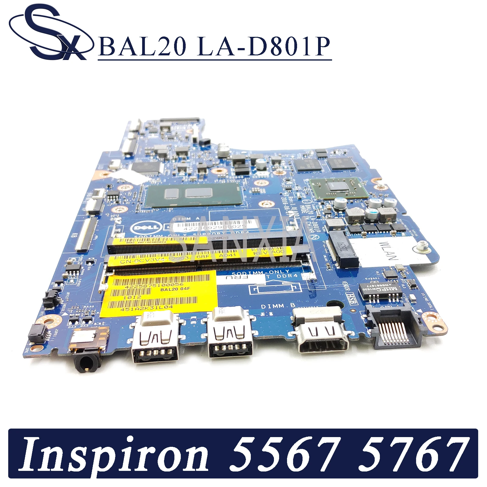 KEFU LA D801P материнская плата для ноутбука Dell Inspiron 15 5567 17 5767 оригинальная I7 7500U R7
