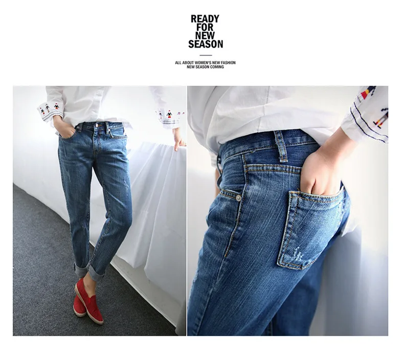 Весенние Новые корейские женские большие размеры свободные с высокой талией тонкие студенческие прямые джинсы женские