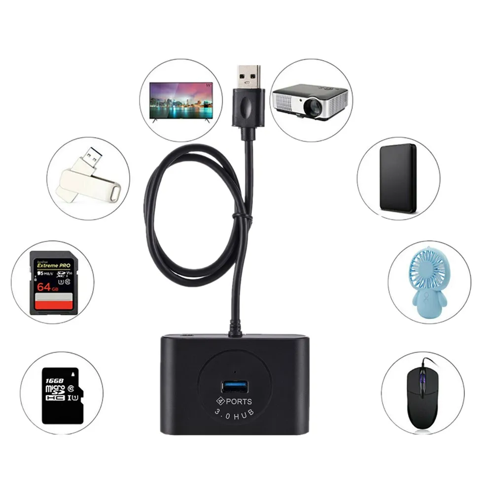 4 портовый высокоскоростной концентратор USB 3 0 с разветвителем питания OTG адаптер