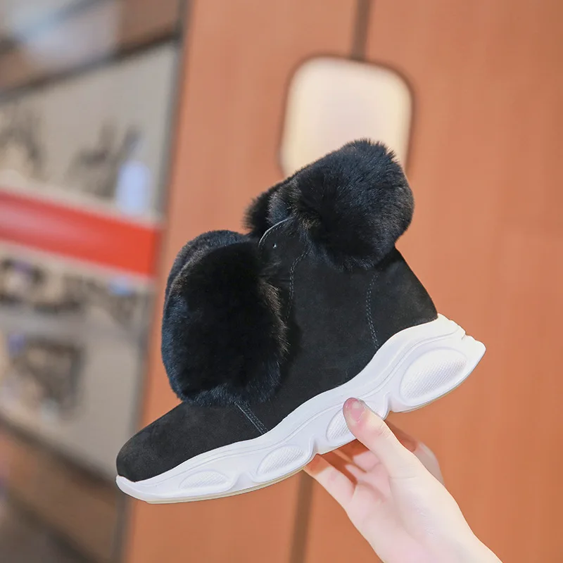 

2019 Winter New Style Europe And America Leather Short Boots Women's Platform Thick Bottomed Martin Boots Warm plus Velvet Fashi