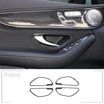 

For Mercedes Benz C Class GLC X253 W205 2016-2019 Inner Door Handle Frame Decoration Cover 3D internal Sticker Accessories
