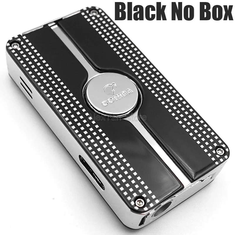 Black No Box COHIBA курительный гаджет зажигалка 3 фонарь ветрозащитная Регулируемая струя пламени Cohiba профессиональные зажигалки для сигар - Цвет: Black No Box
