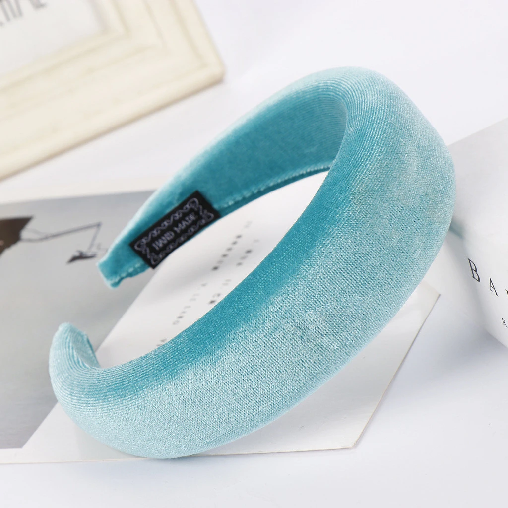 2019 Female Bezel Head Velvet Padded Headband For Women Solid  Wide Thick Gifts Hair Hoop  Elastic Hairband Hair Accessories 903