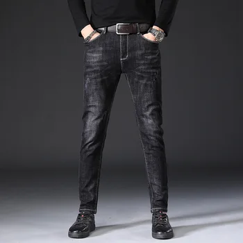 

Popular Brand Cowboy Pants Black and White with Pattern Men'S Wear Embroidered Slim Fit Straight Slimming Cool Trend Youth Casua