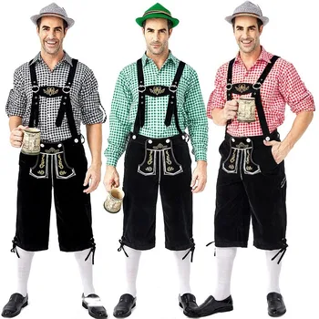

Men's Munich Traditional Oktoberfest Bib Hats Apparel Set Men's Party Role Play Waiter Farmer Game Apparel