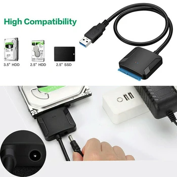 

USB 3.0 To SATA Jack Converter Adapter Cable For 2.5" 3.5" HDD Hard Drive