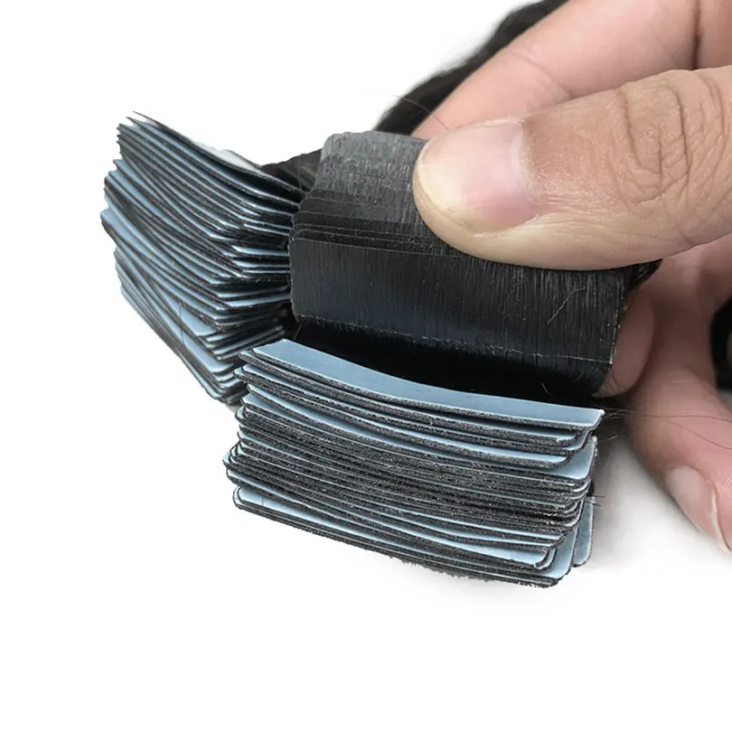 40 Pcs/set Curly Tape in Hair Extensions Injected Real Human Hair Skin Weft Double Sided Adhesive Tape