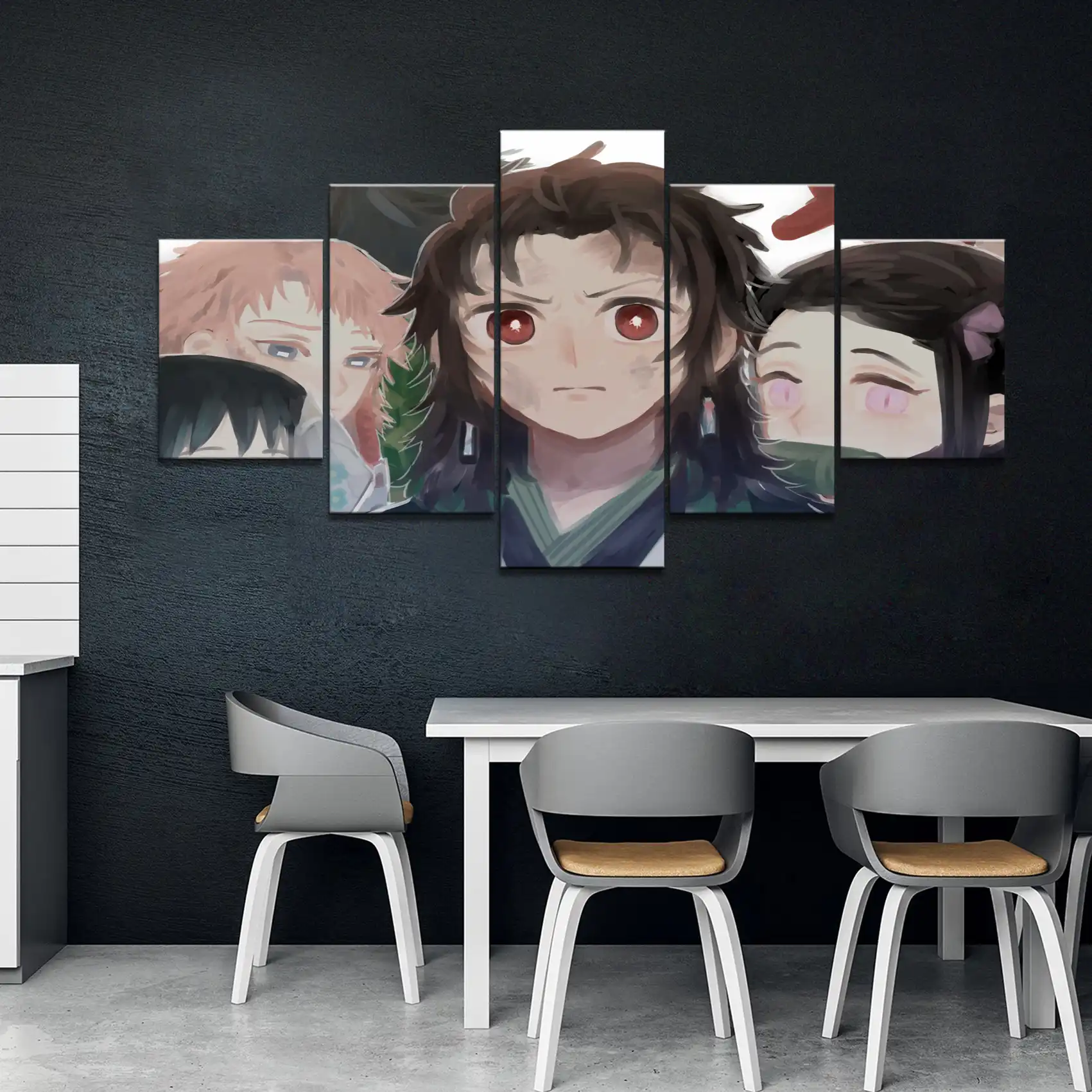 5ピースhdアニメ少年と少女壁絵悪魔特効kimetsuなしyaibaコミックアートキャンバス絵画家の装飾 Painting Calligraphy Aliexpress