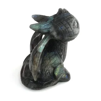 

Natural Labradorite Toothless Dragon Quartz Healing Crystal Gem Stone Hand Carved For Home Decoration Christmas Gifts Mascot ww