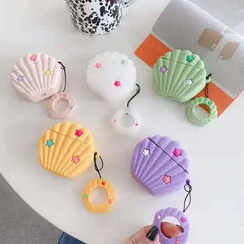 

Beautiful star shells pearl 3D case for AirPods 1 2 charging box soft silicone Wireless bluetooth earphone protect cover coque