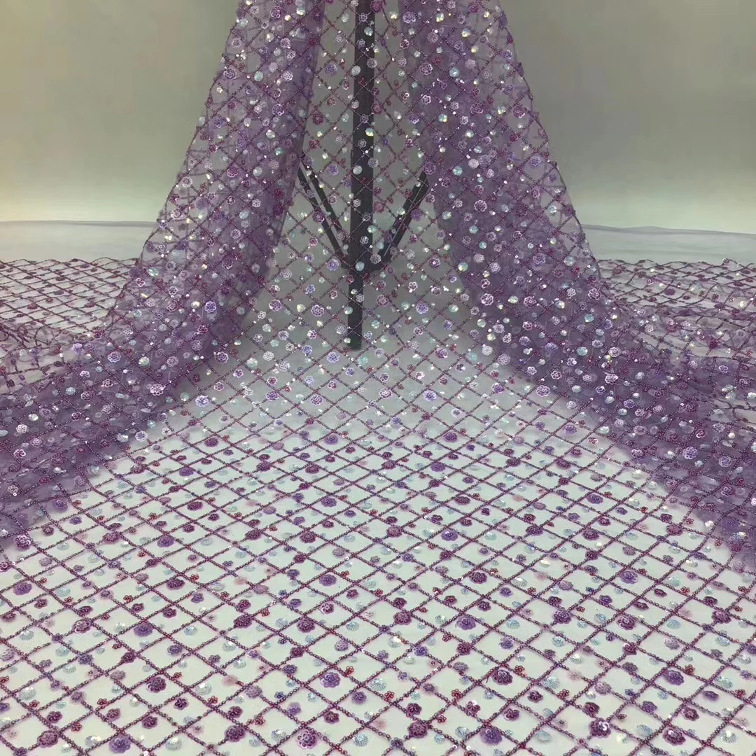

African mesh lace fabric 2020 high quality lace Nigerian wedding lace fabric sequins French tulle lace fabric D3853