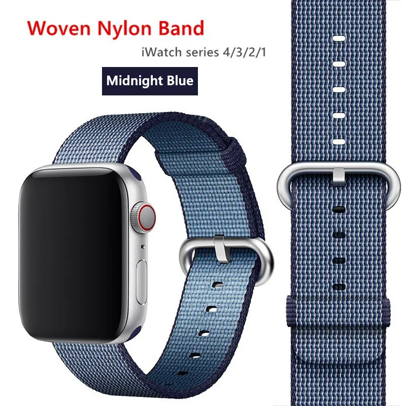 midnight blue Нейлоновый ремешок для Apple Watch 44 мм 40 мм iWatch 38 мм 42 мм спортивный тканевый браслет для часов Apple watch 5 4 3 2 1 38 - Цвет ремешка: midnight blue