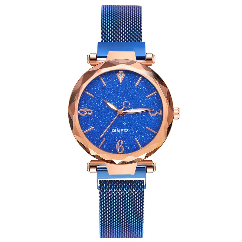 Женские часы, роскошные часы из розового золота, магнитные, звездное небо, Женские кварцевые наручные часы, женские часы, relogio feminino reloj mujer - Цвет: blue