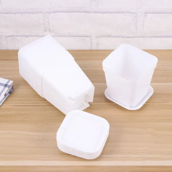 

10pcs Plastic Square Flower Pot Cute Mini Decorative Flower Pots Planters Creative Succulents Nursery Floral Holder Organizer Ga
