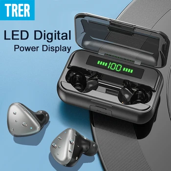 

TRER Bluetooth 5.0 Headphones TWS Stereo Wireless Earphones Hifi Sound Touch Control in-Ear Headset with 2000mAh Charging Case
