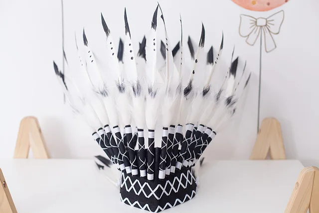 Fangle Indian Style Headband Child Feather Flower Headdress Party Hat Baby Photo Props Decoration Garland Hair Accessories