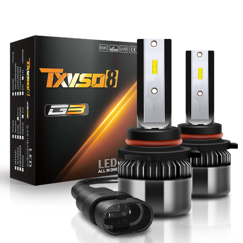 TXVSO8 9012 HIR2 светодиодные лампы для фар 6000K мини-Диодные 100 Вт 12 в супер яркие 360
