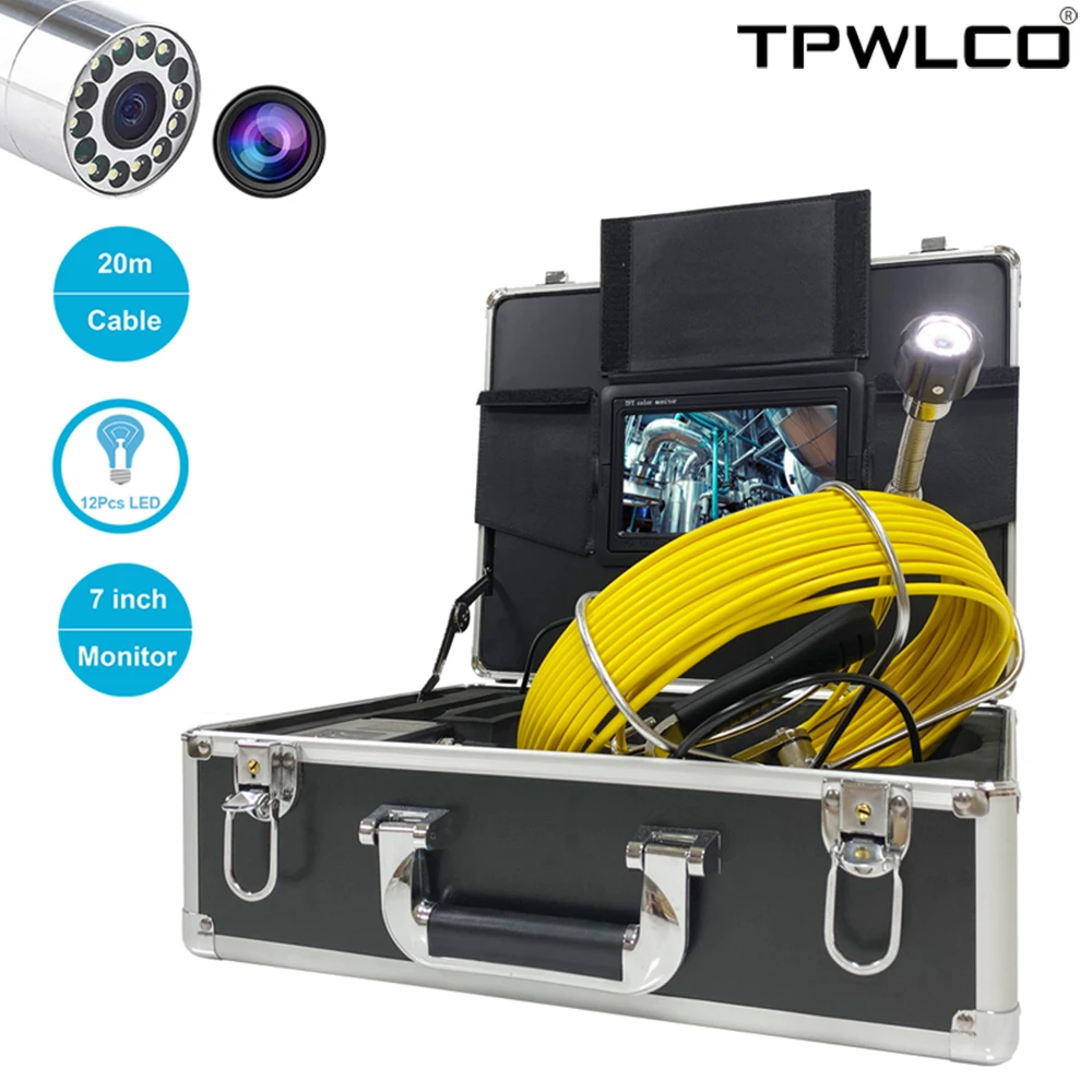 

23mm DVR Recorder Pipe Sewer Drain Endoscope Inspection Camera 7inch Monitor 20m Cable Waterproof Industrial Equipment System