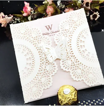 

50Pcs/lot Vertical Laser Cut Butterfly Invitation Card Wedding Decoration Bridal Gift Birthday Kit Supplies