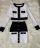 2021 New High Street Summer Patchwork 2 Two-Piece Set O-Neck Long Sleeve Pocket Button Mini Bandage Dress Female Short Set 5