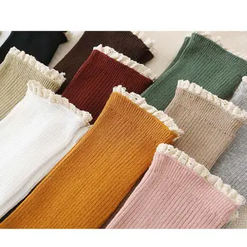 

Women Autumn Fashion Casual Concise All-match Solid Color Retro Booties Long Tube Socks Cotton Female m7