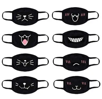 

Party Anime Cartoon Mask Adults Children Fun Dress Up Face Mouth Muffle Reusable Dust Activities Warm Windproof black