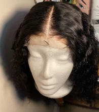 Pelucas de cabello humano peruano para mujeres negras, postizo de ondas profundas con cierre de encaje, 4x4