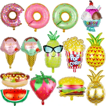 

50pcs Pink Donuts Candy Ice Cream Popcorn Foil Balloons Baby Shower Happy Birthday Decorations Inflatable Helium Sweet Kids Toys
