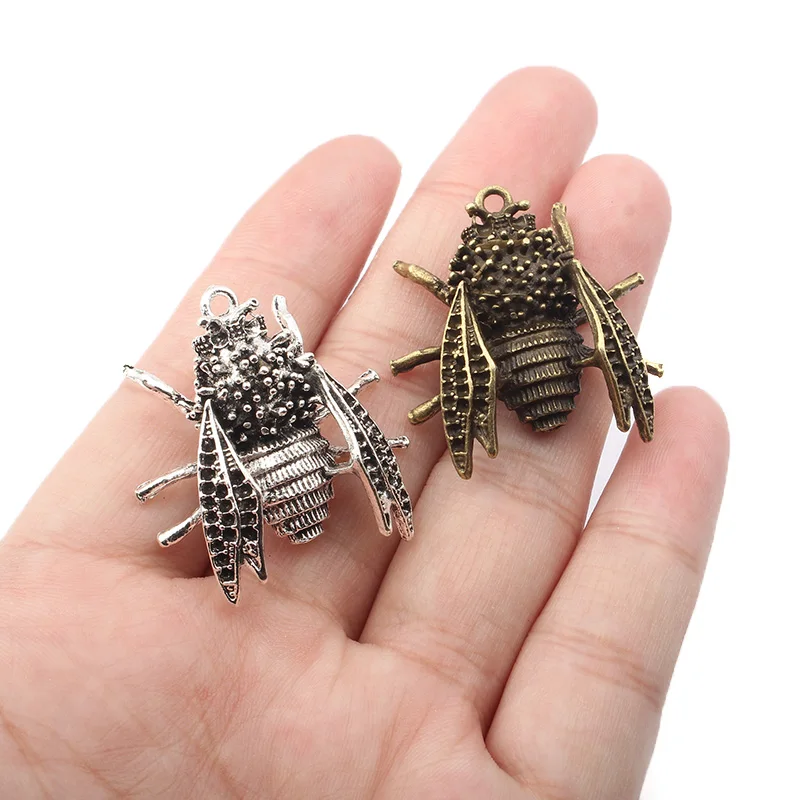 

6Pcs Tibetan Silver/Bronze Cicada Bee Insect Charms Pendant For DIY Necklace Earring Jewelry Making Supplies