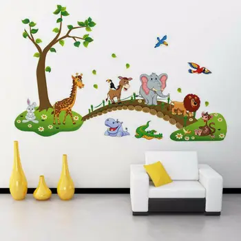 

Large Cartoon Zoo Wall Stickers For Children Kids Rooms Decor Removable Vinyl Wall Stickers Nursery Home Wall Decal