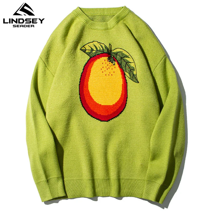 

LINDSEY SEADER Men's Knitted Pullover Sweater Male 2020 Big Mango Cashmere Fleece Oversize Korean Knitwear Jumper Men's Clothing