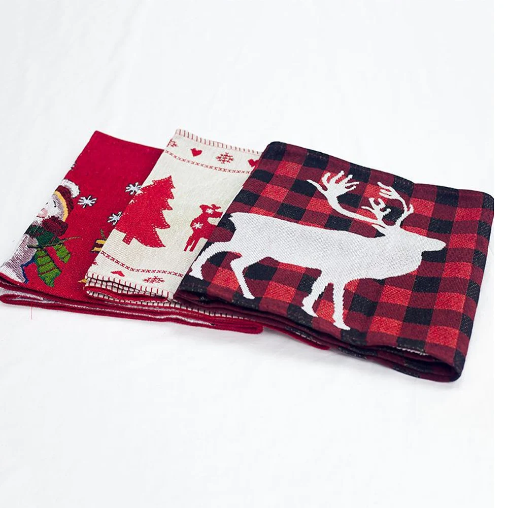 

180*35cm Creative European Christmas Coffee Table Desktop Decoration Christmas Decoration Cotton and Linen Christmas Table Flag