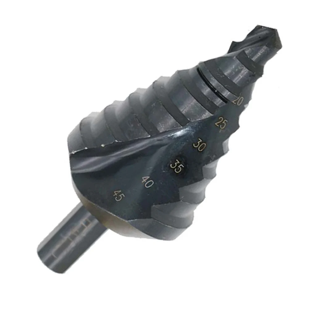 10-45mm Durable HSS Spiral Grooved Step Drill Bit Nitriding Black Groove Core Hole Cutter Bit