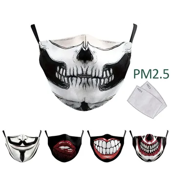 

Color Cosplayer Big Mouth Series Skull Face Mask Printing Fabric Mask Protective PM 2.5 Mouth-Muffle Dust Washable Reusable Mask