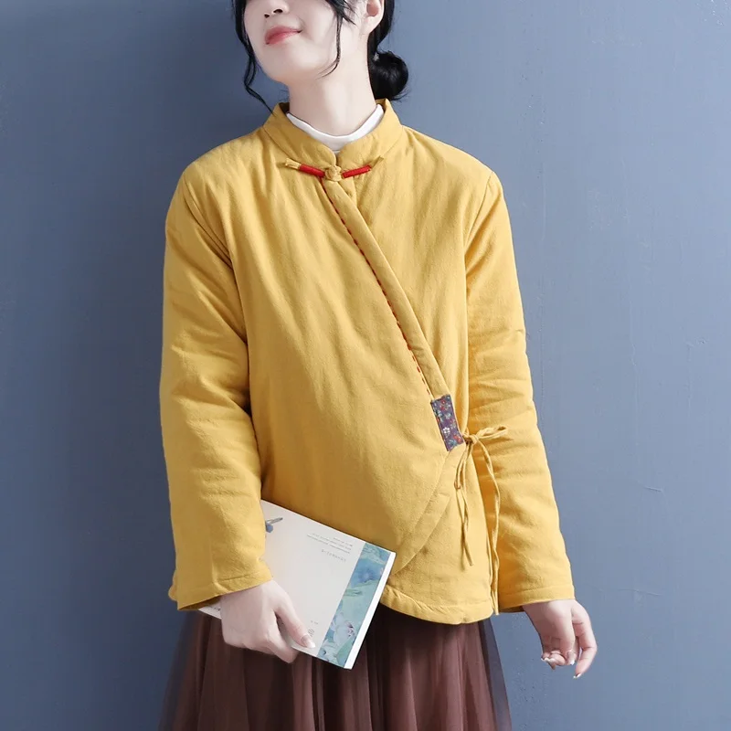Traditional Chinese Style Clothing Women Cotton Warm Coats Hanfu Retro Jacket Tang Suit Oriental Quilted Cheongsam Top 31583
