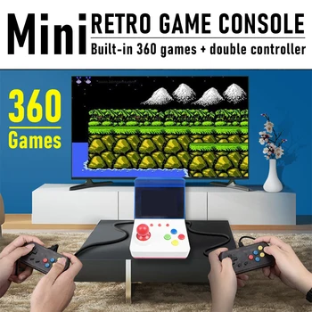 

A6 Mini Handheld Game Console Dual Player 3'' HD Screen Built-in 360 Games TV Screen Output With Arcade Joystick For Kids Gift