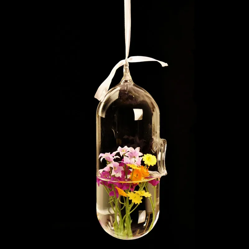 Креативная подвесная стеклянная ваза для террариума в форме цилиндра, украшение для дома, свадебные декоративные реквизиты из стекла