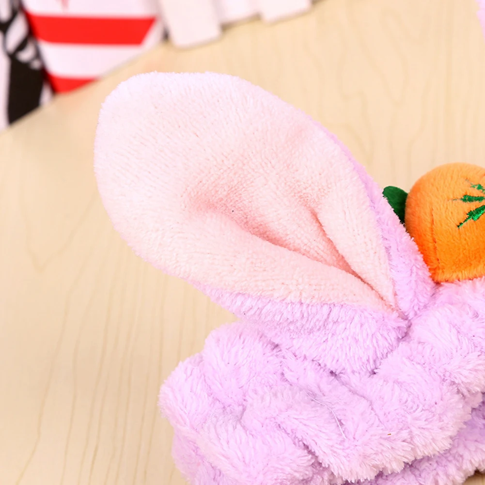Cute Headband Wash Face Elastic Makeup Carrot Decoration Woman Plush Bathing Fashion Winter Soft Rabbit Ear Hair Accessories