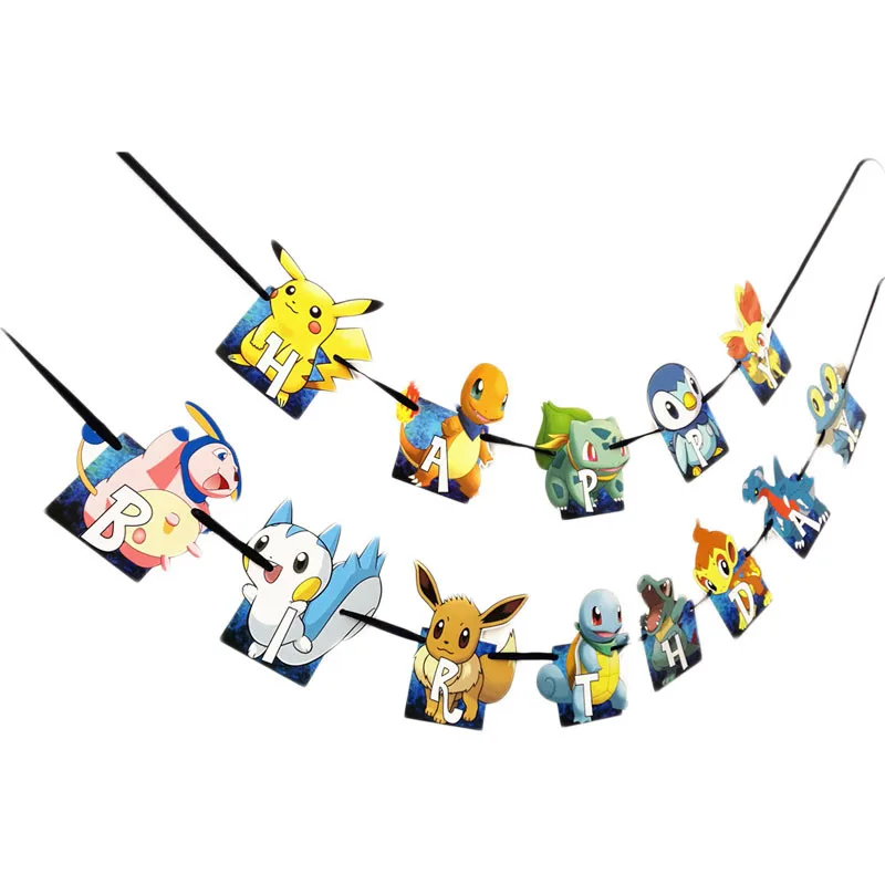 Tema de Pokemon Pikachu para decoración de fiestas, suministros de fiesta de cumpleaños, platos de papel, máscaras, suministros de baño para bebé, vajilla