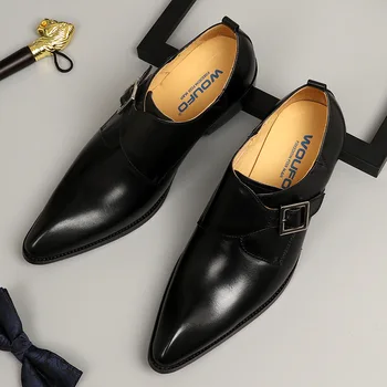 

European Men's Leather Shoes Low-top Shoes Cow Leather British Pointed Business Genuine Leather Full Grain Leather Pointed Toe