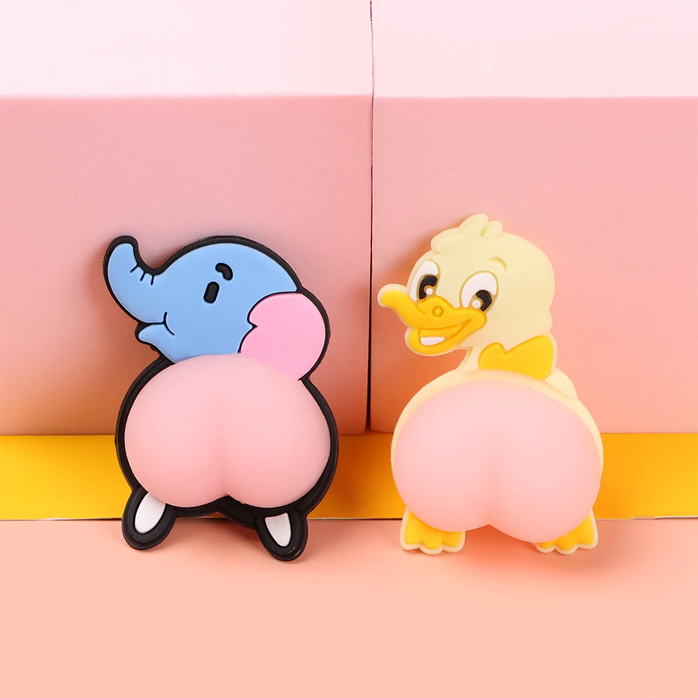 Cartoon animal 3D silicone butt anti-collision door stop stickers avoidance collision phone decor car bumper anti-scratch 1 Pair