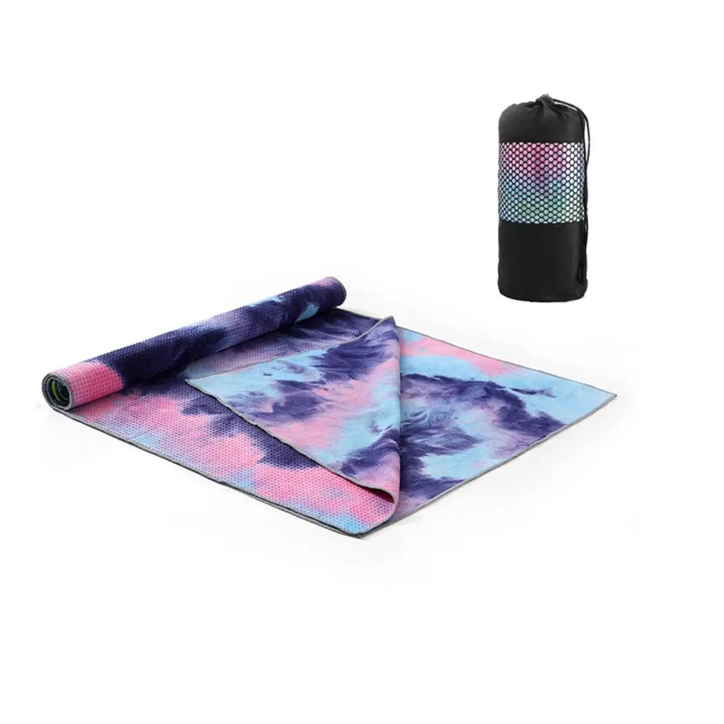 Супер мягкие впитывающие пот Нескользящие Цветочные как на изображении Pattern1-11 полотенца для йоги, фитнеса - Цвет: Черный