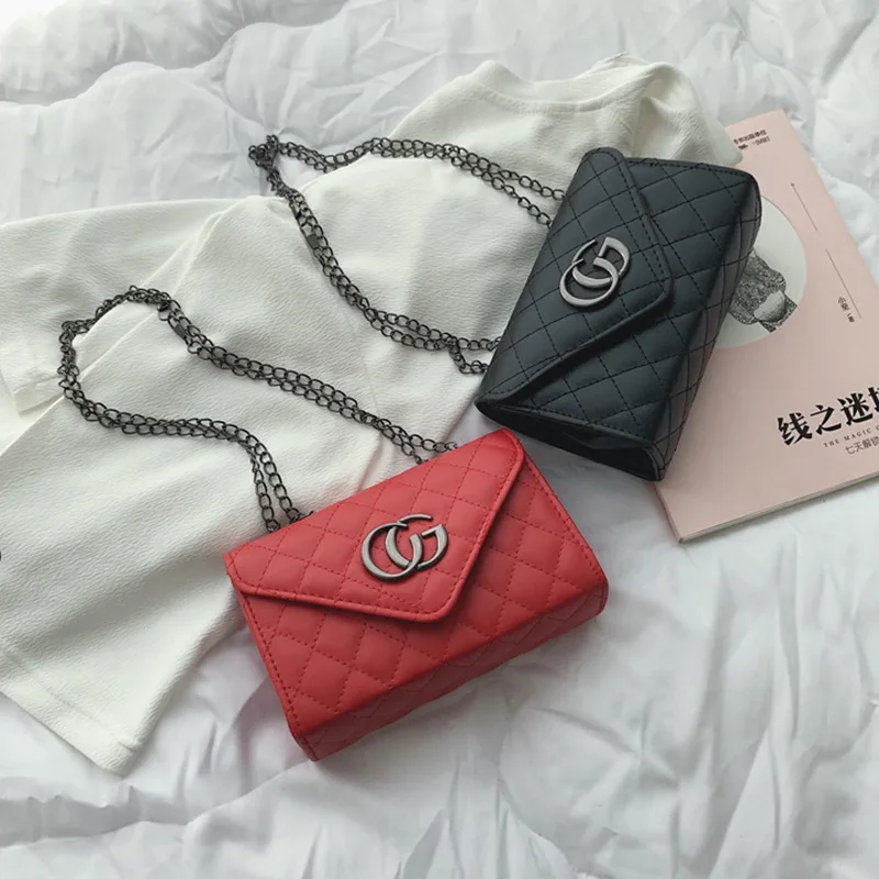 

New Starting Point Pu Shoulder WOMEN'S Bag Hardware Triangle Cover Square Bag Shoulder Bag Soft Surface Small Craft Square Sling