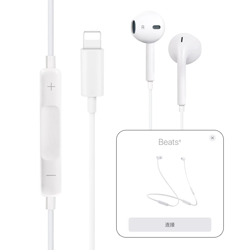Lightning Port Наушники для 8Pin в ухо наушники с микрофоном и регулятором громкости для iPhone 7/7 Plus/8/8 Plus/X/XS Max/XR 5S iPod iPad - Цвет: Lightning Port