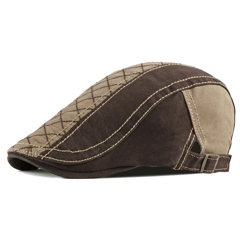 Spring Summer Patchwork Newsboy Caps Men Cotton Flat Peaked Cap Women Painter Beret Hats 22 beret hat newsboy cap newsboy hat