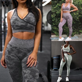 

Womail 2020 tracksuit women 2 Piece Set Workout Clothes for Women Bra + Leggings Set Sports Wear Women Fitness Wear Gym Athletic